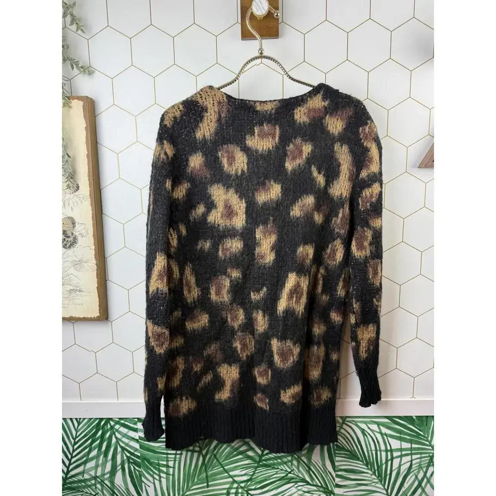 Free People Out of Africa Black and Tan Wildcat Print Cardigan - Size - XS - Picture 4 of 7
